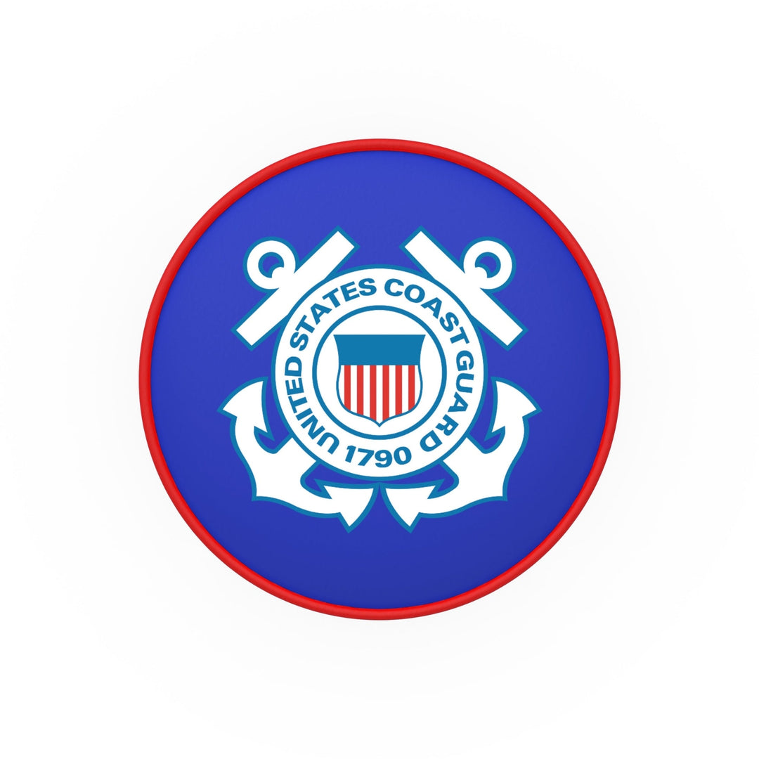 Coast Guard Seal Backless Stool (Chrome Finish)*