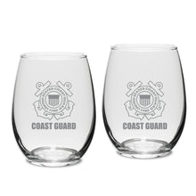 Load image into Gallery viewer, Coast Guard Seal Set of Two 15oz Stemless Wine Glasses