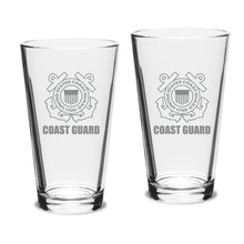 Load image into Gallery viewer, Coast Guard Seal Set of Two 16oz Classic Mixing Glasses*