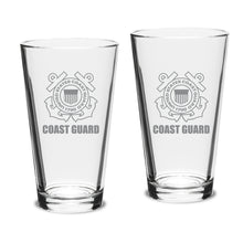 Load image into Gallery viewer, Coast Guard Seal Set of Two 16oz Classic Mixing Glasses