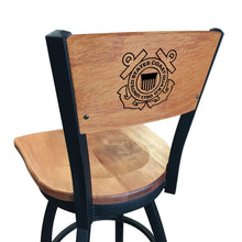Load image into Gallery viewer, Coast Guard Seal Swivel Stool with Laser Engraved Back*