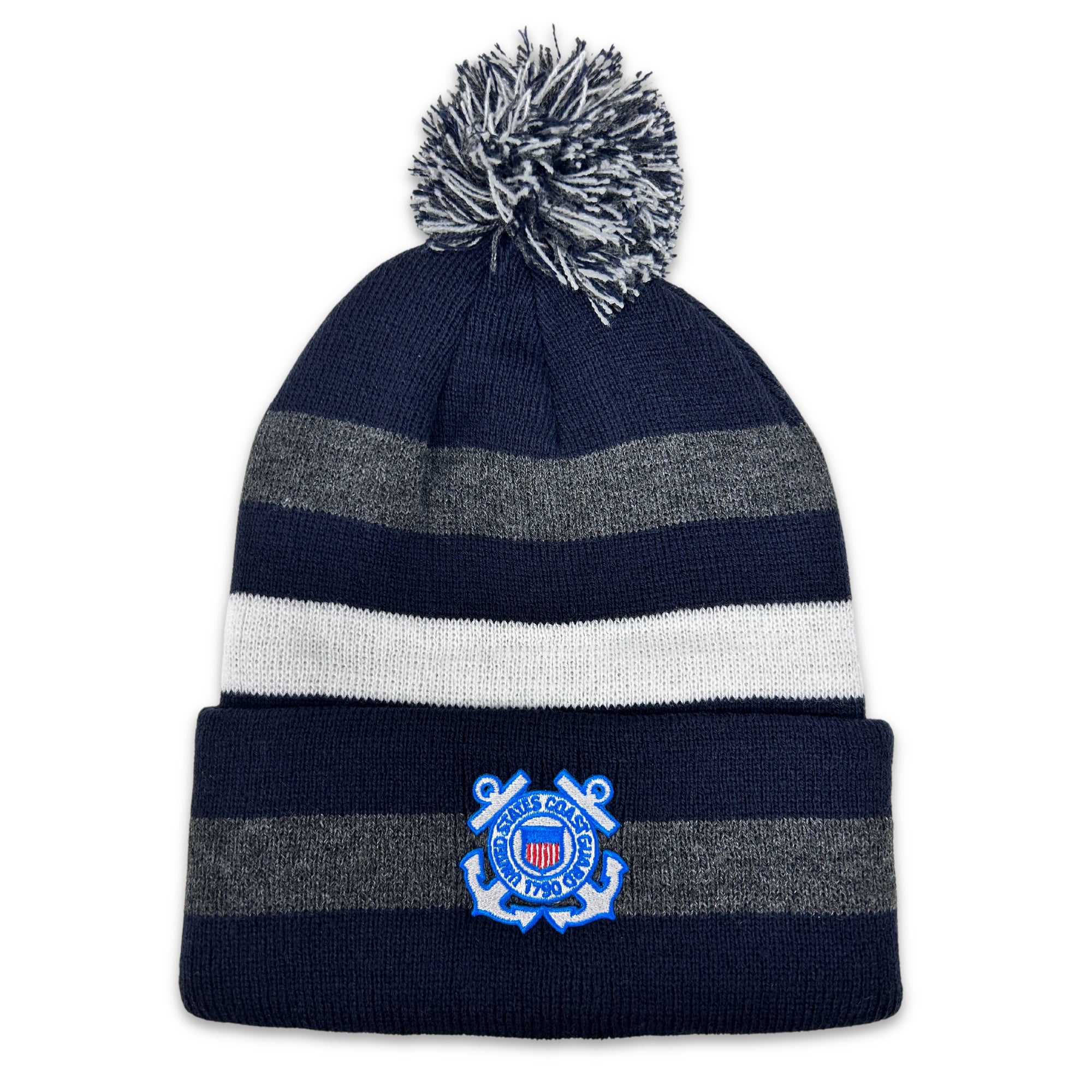 Coast Guard Seal Primetime Knit Pom Beanie (Navy)