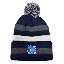 Load image into Gallery viewer, Coast Guard Seal Primetime Knit Pom Beanie (Navy)