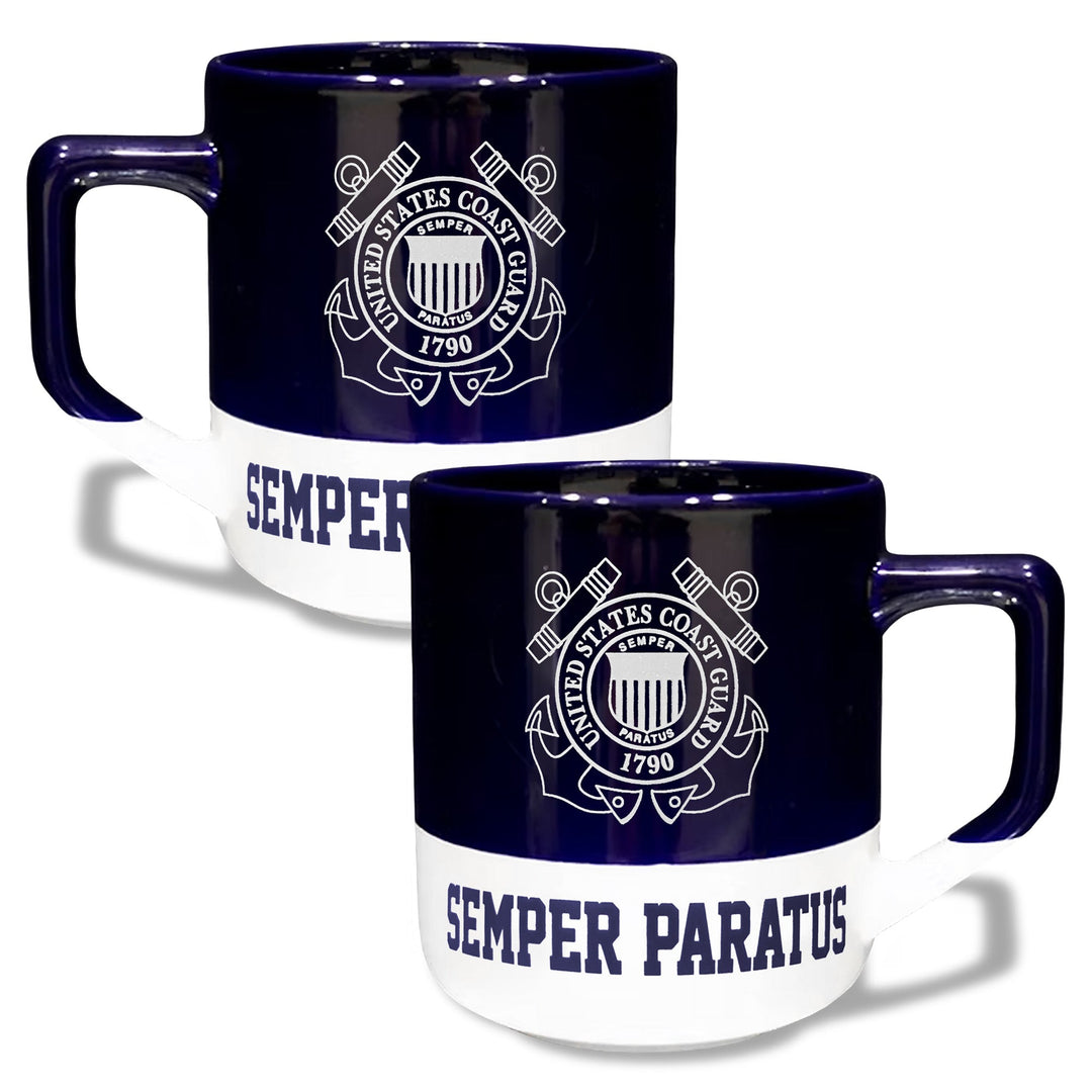 Coast Guard Seal 20oz Color Block Ceramic Mug (Colbalt/White)