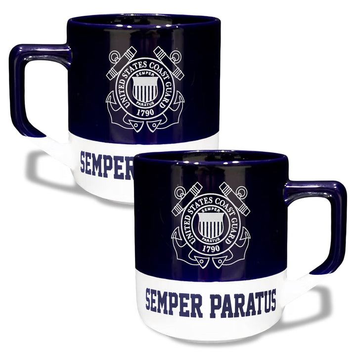 Coast Guard Seal 20oz Color Block Ceramic Mug (Colbalt/White)