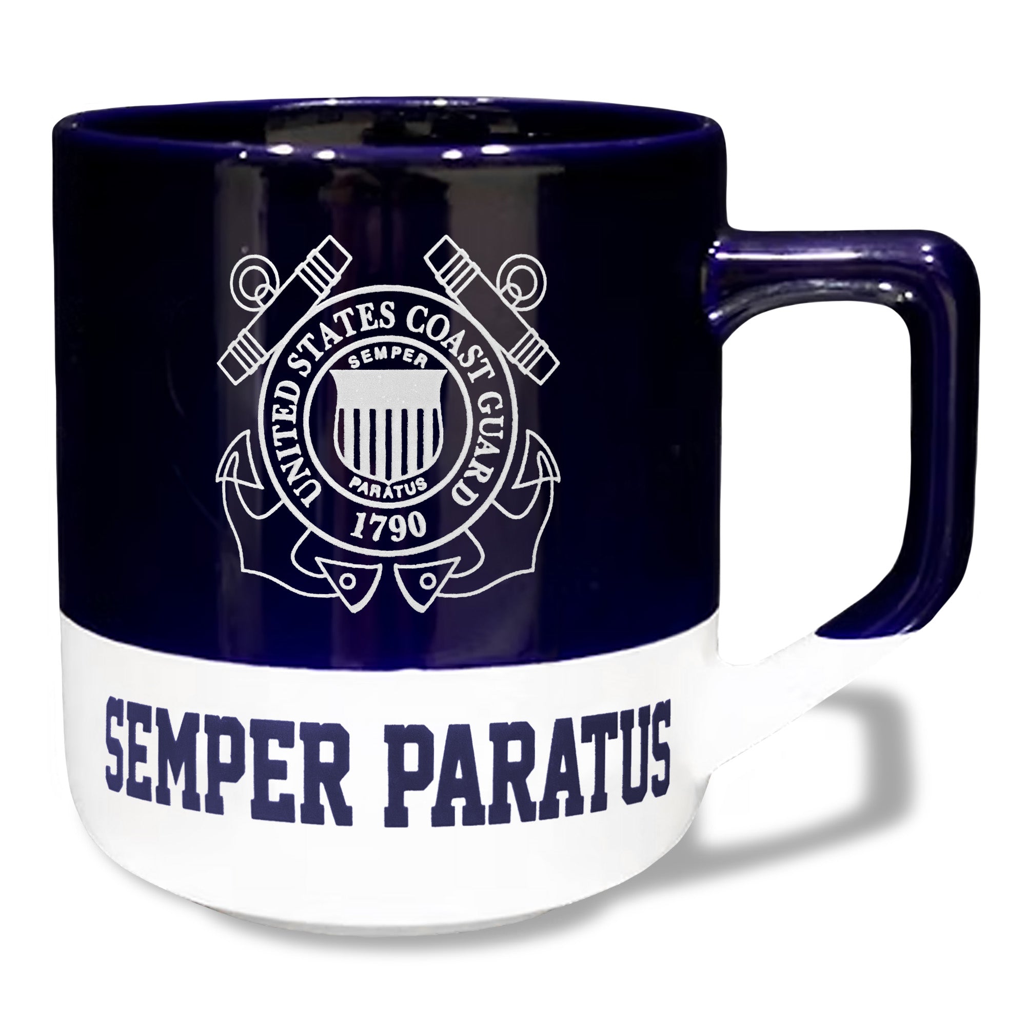Coast Guard Seal 20oz Color Block Ceramic Mug (Colbalt/White)