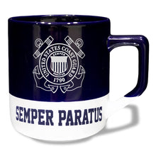 Load image into Gallery viewer, Coast Guard Seal 20oz Color Block Ceramic Mug (Colbalt/White)