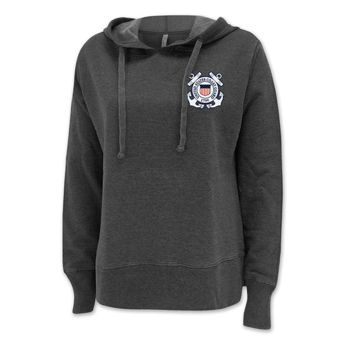 Pick Your Design Coast Guard Ladies Hooded Sweatshirt (Washed Black)