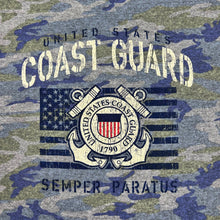 Load image into Gallery viewer, Coast Guard Ladies Vintage Stencil Fleece Crewneck (Camo)