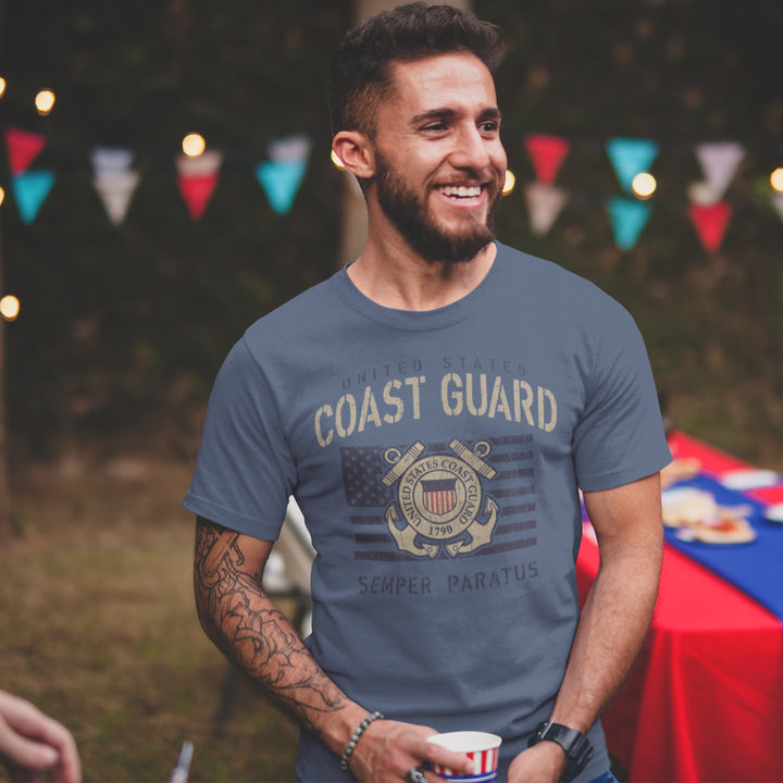 Coast Guard Vintage Stencil T-Shirt (Indigo Blue)