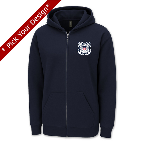 Pick Your Design Coast Guard Full Zip Hooded Sweatshirt
