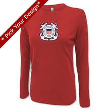 Load image into Gallery viewer, Pick Your Design Coast Guard Ladies Long Sleeve T-Shirt