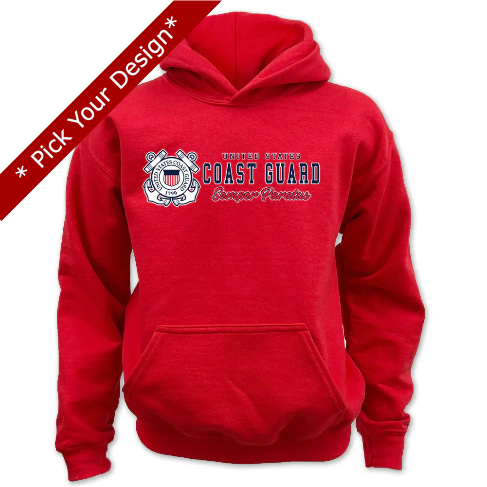 Pick Your Design Coast Guard Youth Hooded Sweatshirt