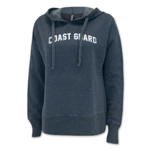 Load image into Gallery viewer, Coast Guard Ladies Distressed Arch Hood (Navy)