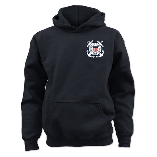 Pick Your Design Coast Guard Youth Hooded Sweatshirt (Black)