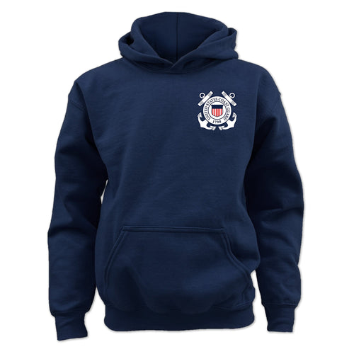 Pick Your Design Coast Guard Youth Hooded Sweatshirt (Navy)
