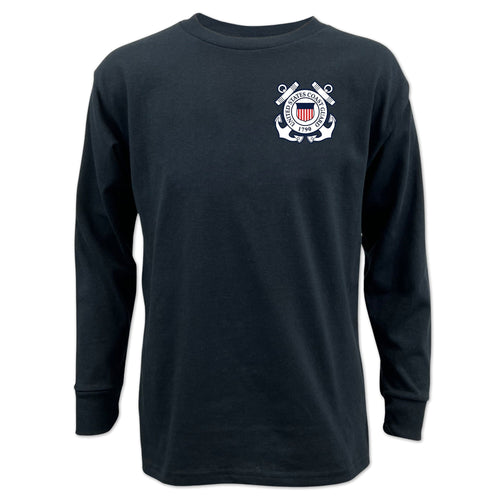 Pick Your Design Coast Guard Youth Long Sleeve T-Shirt (Black)