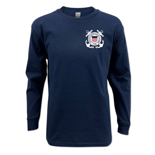 Pick Your Design Coast Guard Youth Long Sleeve T-Shirt (Navy)