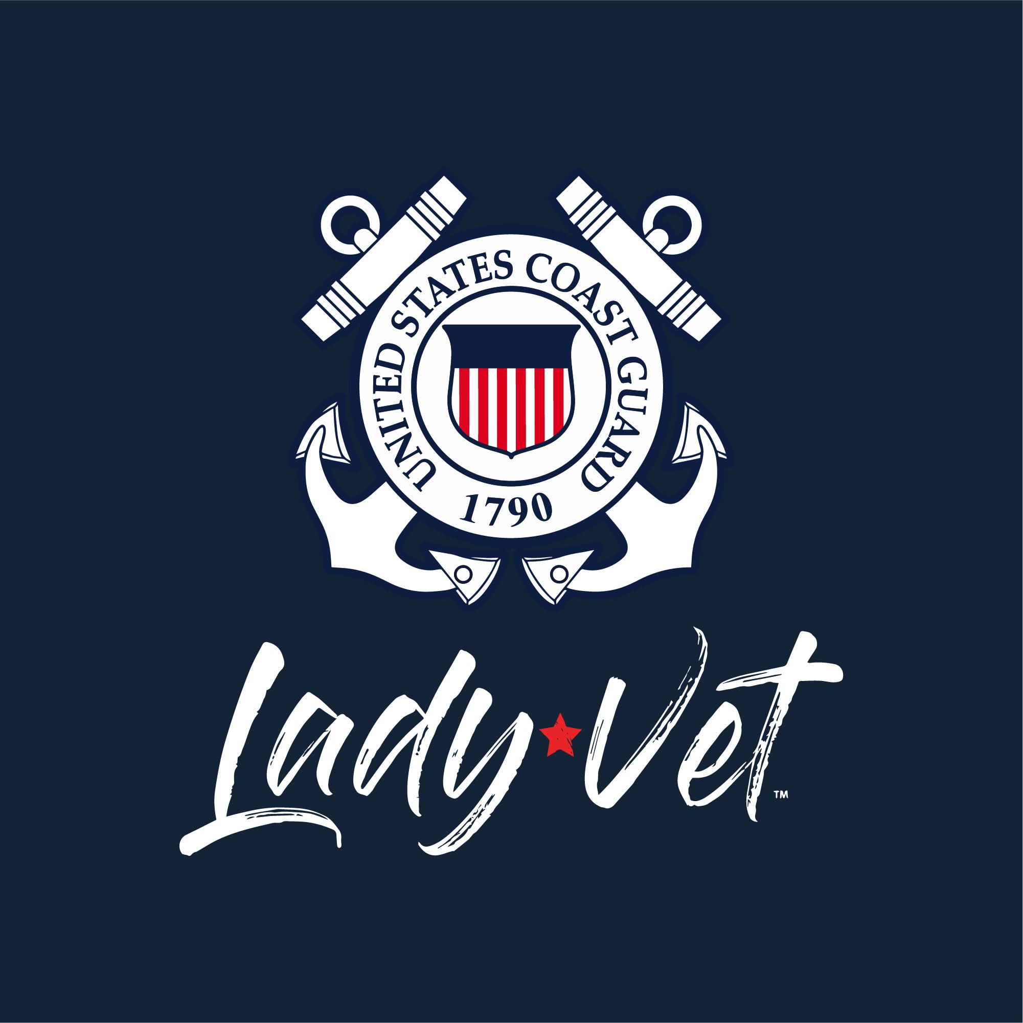 Coast Guard Lady Vet Left Chest Logo Ladies T-Shirt