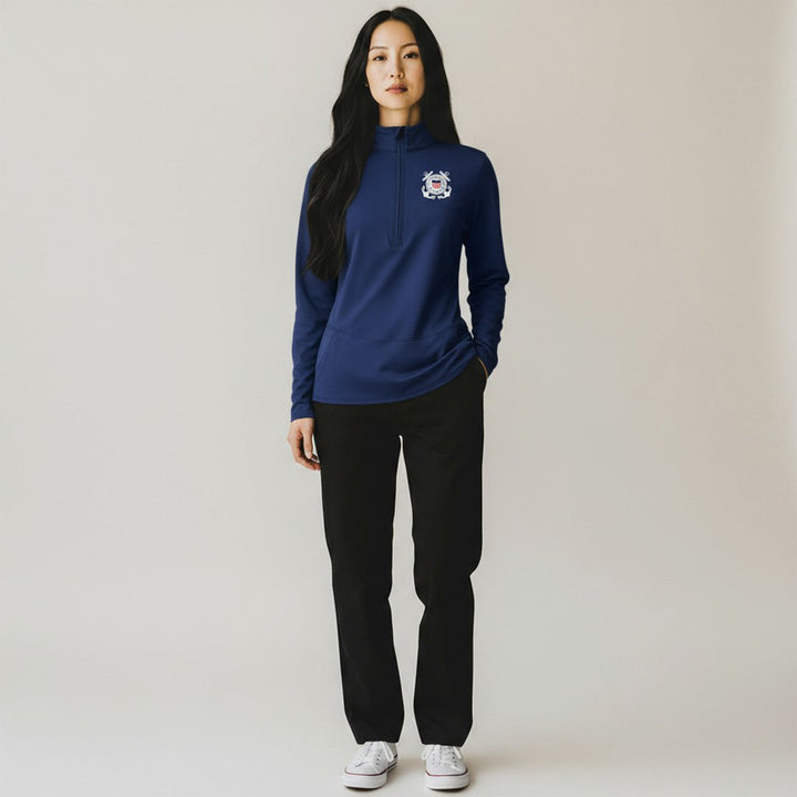 Coast Guard Ladies Flex Quarter Zip (Navy)