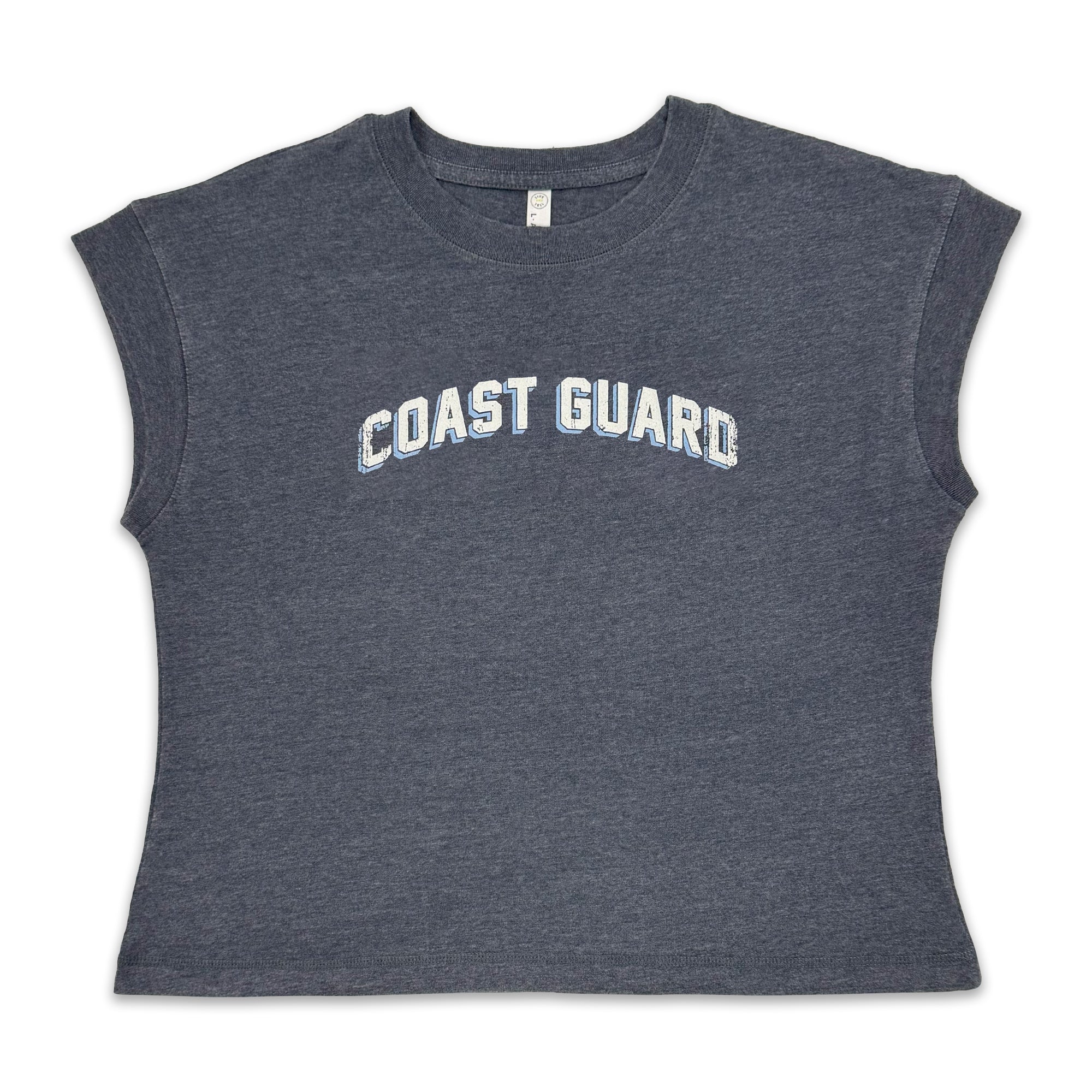 Coast Guard Ladies Distressed Arch T-Shirt (Navy)