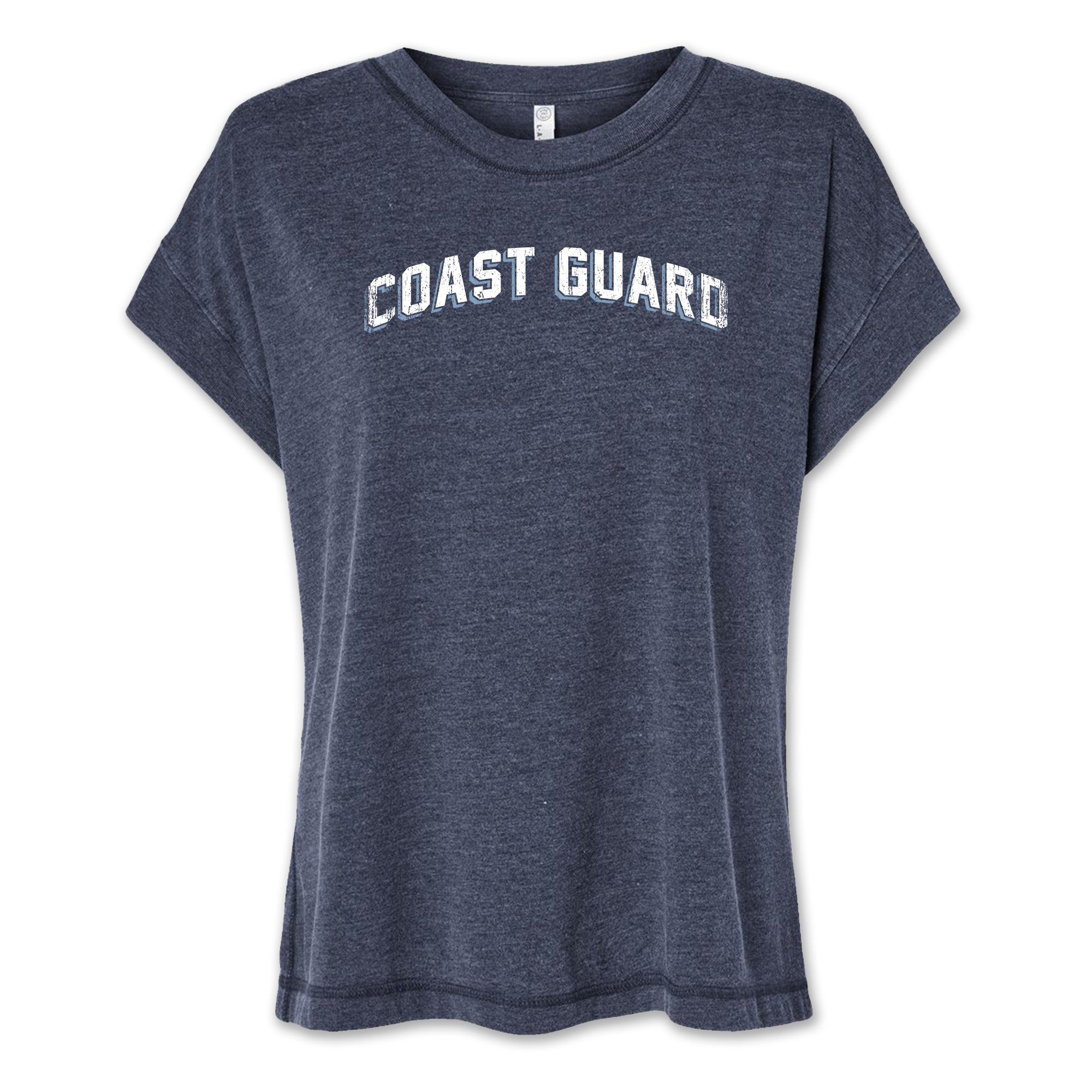 Coast Guard Ladies Distressed Arch T-Shirt (Navy)