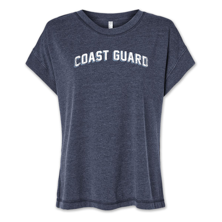 Coast Guard Ladies Distressed Arch T-Shirt (Navy)