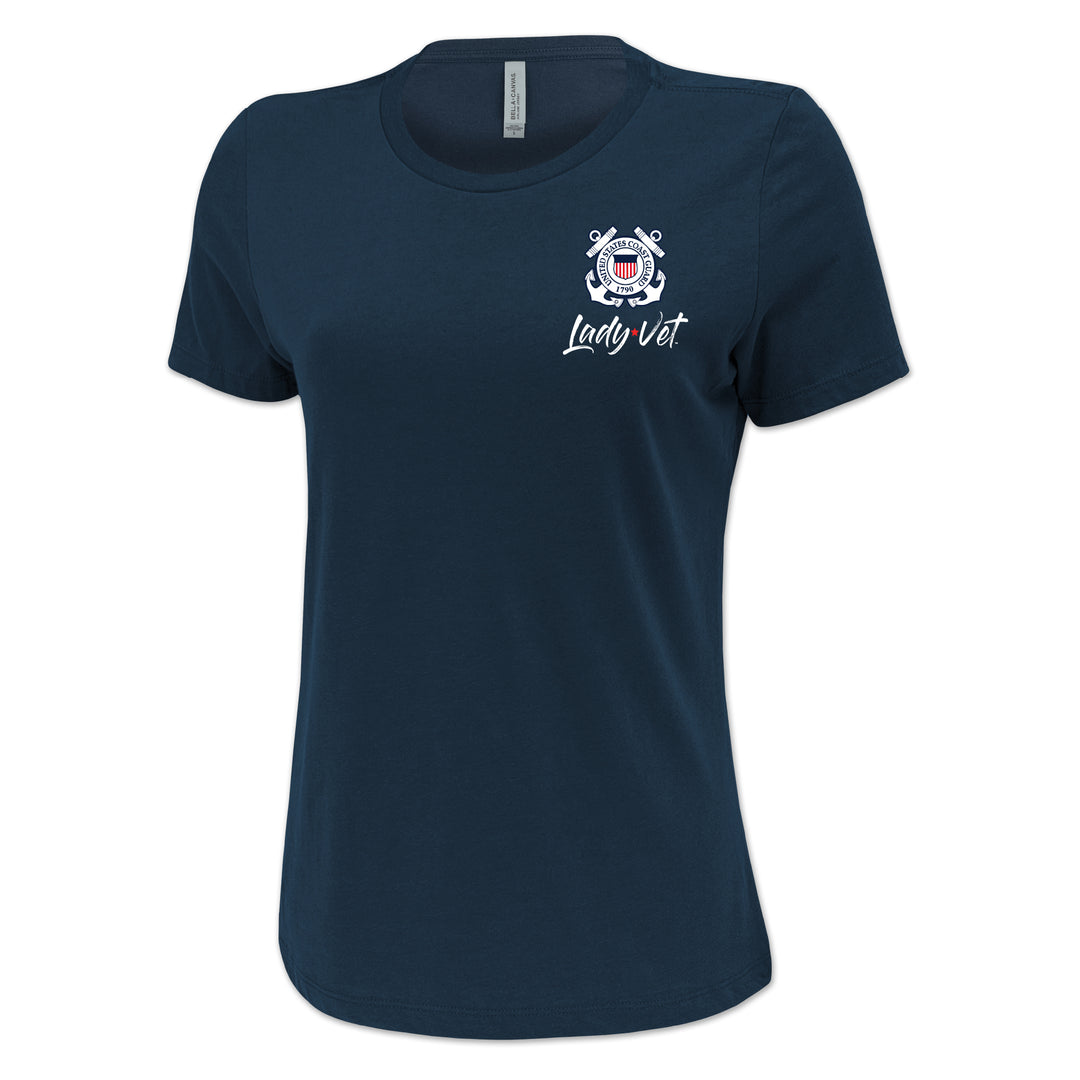 Coast Guard Lady Vet Left Chest Logo Ladies T-Shirt