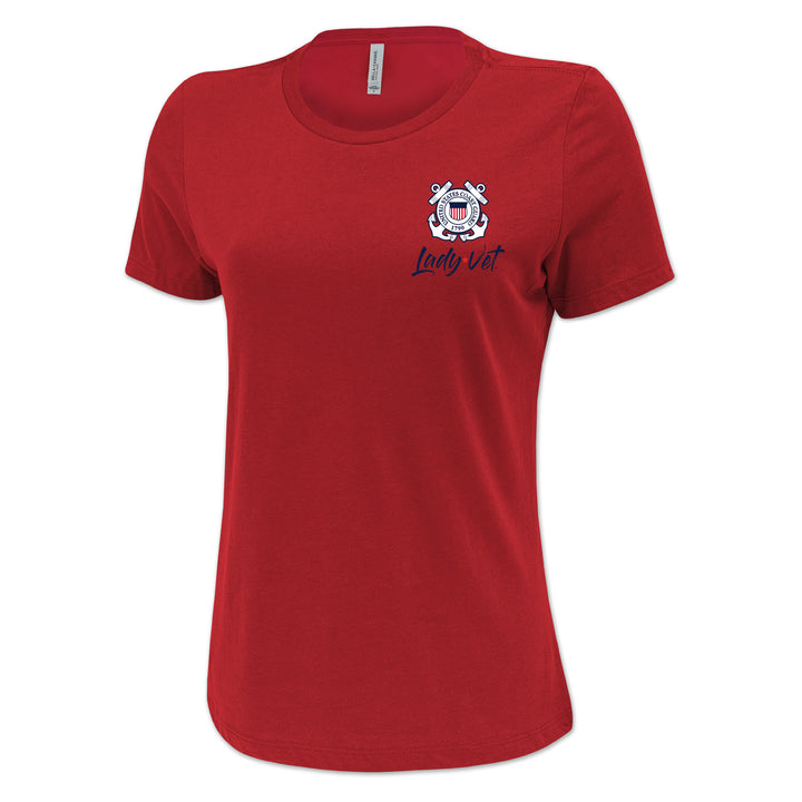 Coast Guard Lady Vet Left Chest Logo Ladies T-Shirt