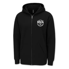 Load image into Gallery viewer, Pick Your Design Coast Guard Full Zip Hooded Sweatshirt (Black)