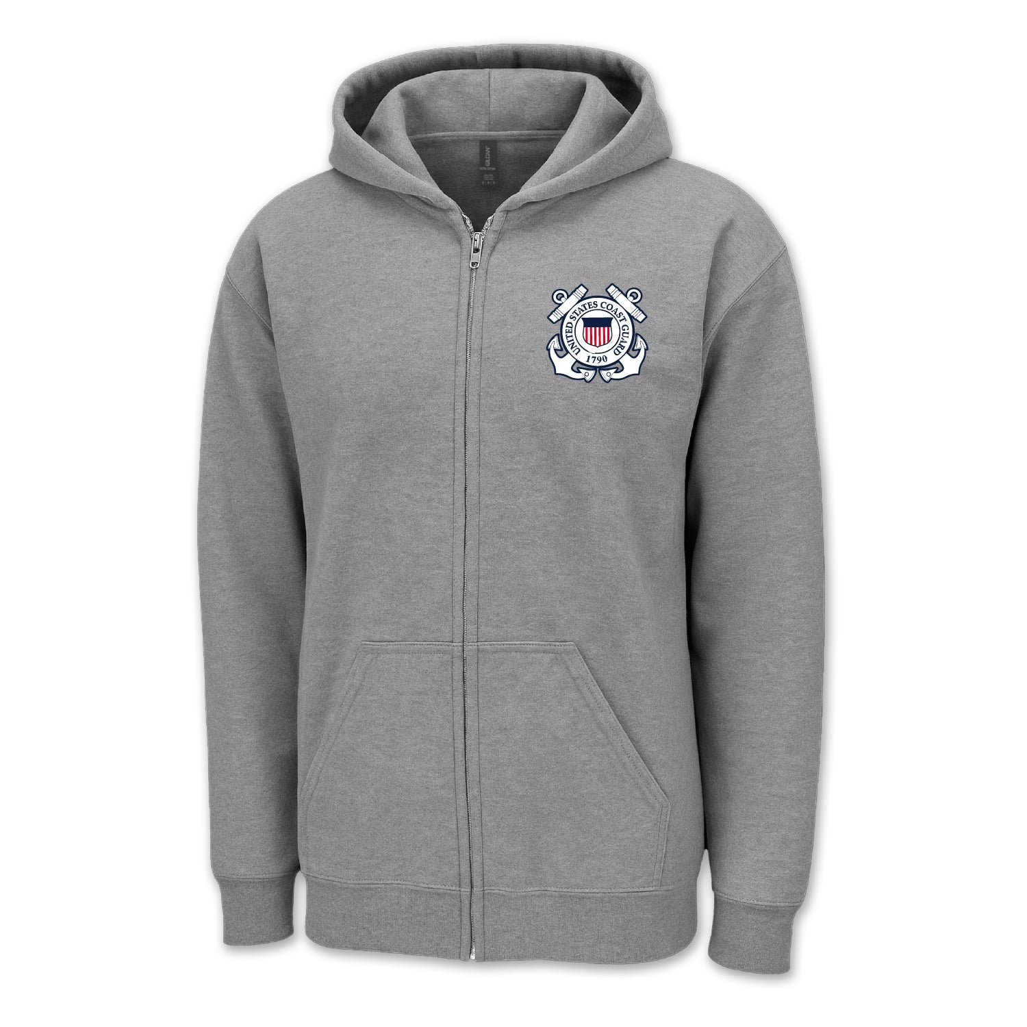 Pick Your Design Coast Guard Full Zip Hooded Sweatshirt (Grey)