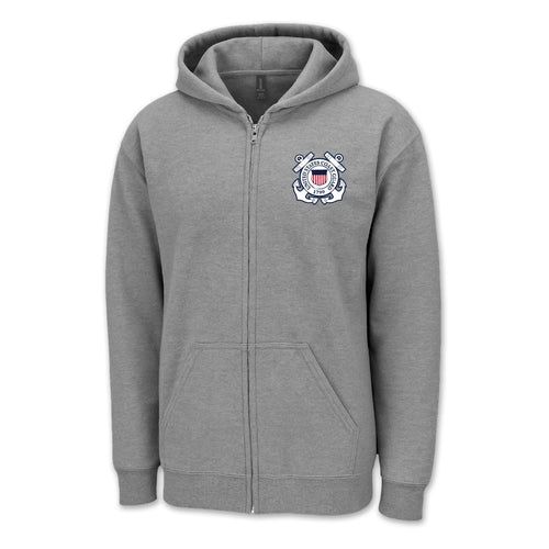 Pick Your Design Coast Guard Full Zip Hooded Sweatshirt (Grey)