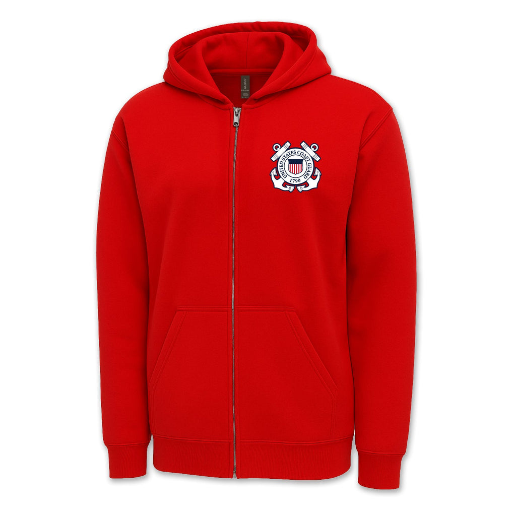 Pick Your Design Coast Guard Full Zip Hooded Sweatshirt (Red)