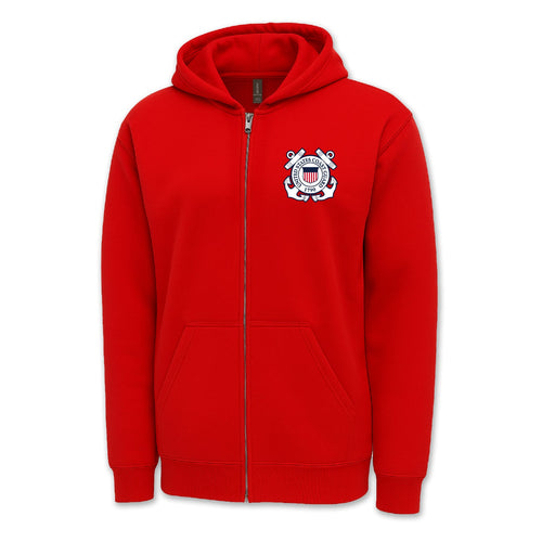 Pick Your Design Coast Guard Full Zip Hooded Sweatshirt (Red)