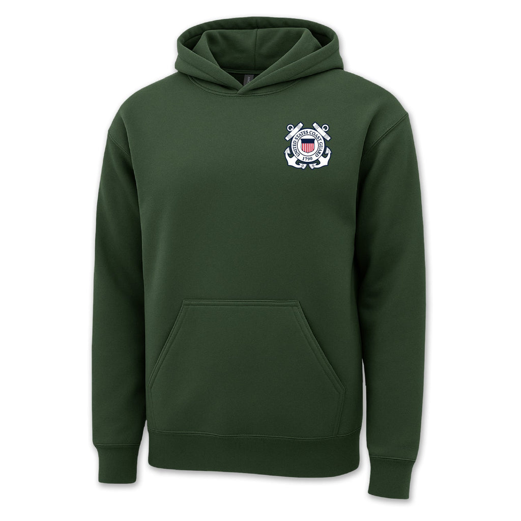 Pick Your Design Coast Guard Hooded Sweatshirt (OD Green)