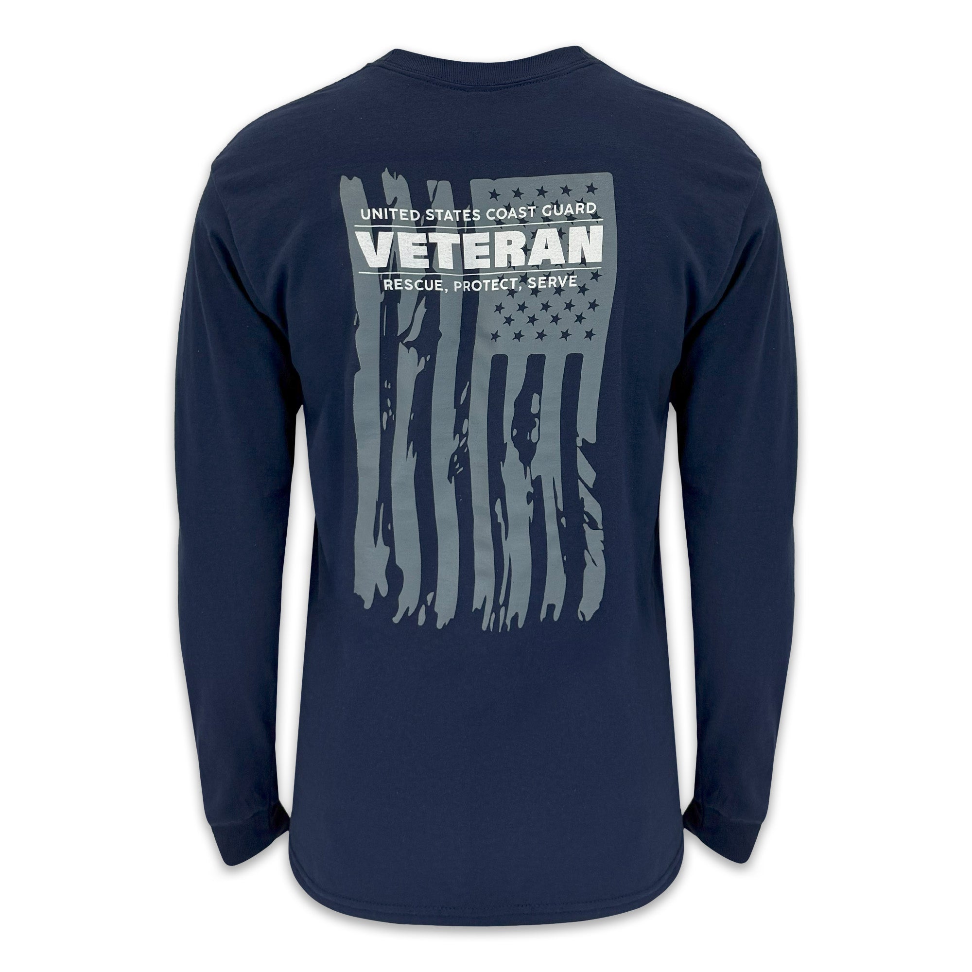 Coast Guard Veteran Flag Long Sleeve T-Shirt (Navy)