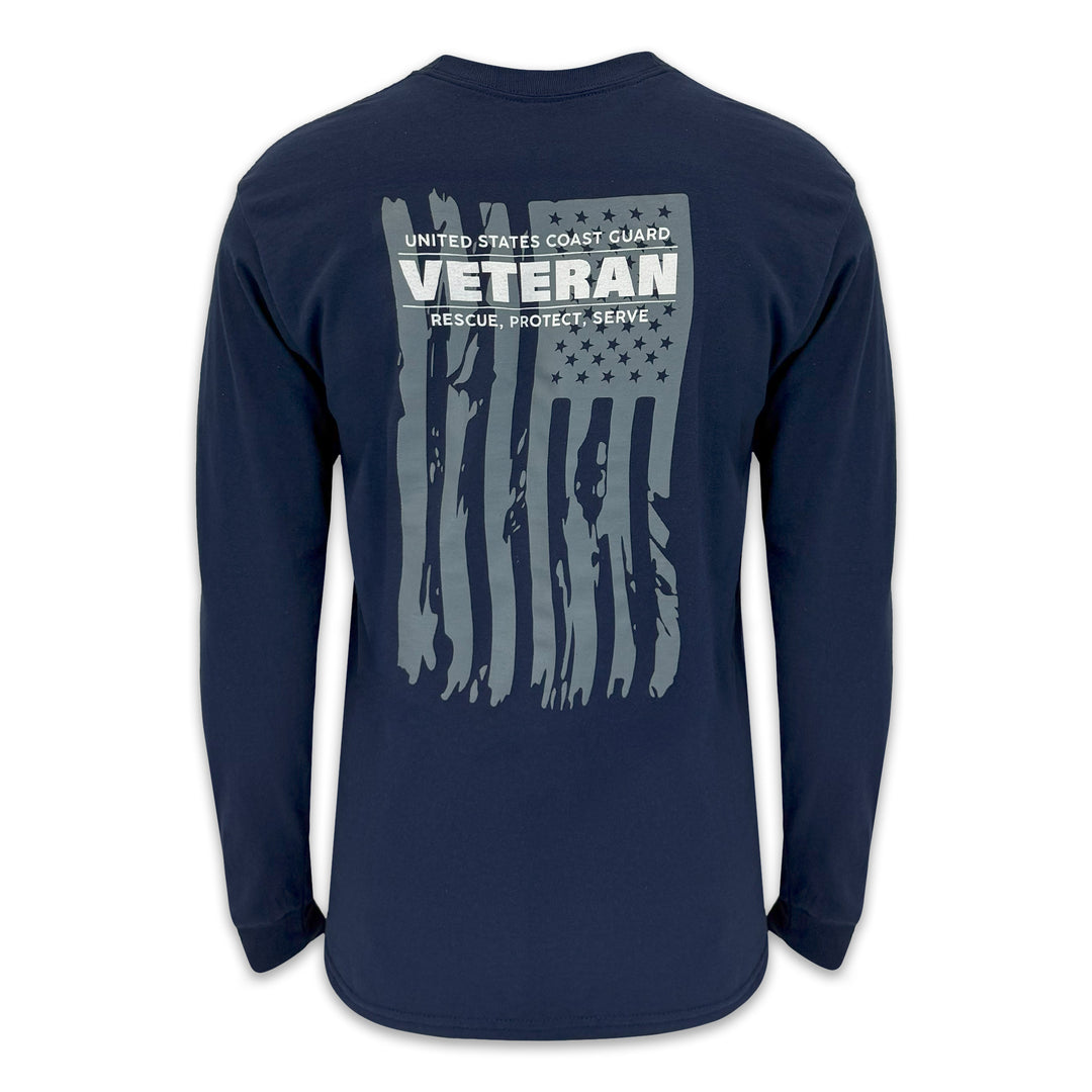 Coast Guard Veteran Flag Long Sleeve T-Shirt (Navy)