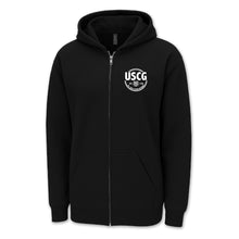 Load image into Gallery viewer, Pick Your Design Coast Guard Full Zip Hooded Sweatshirt (Black)