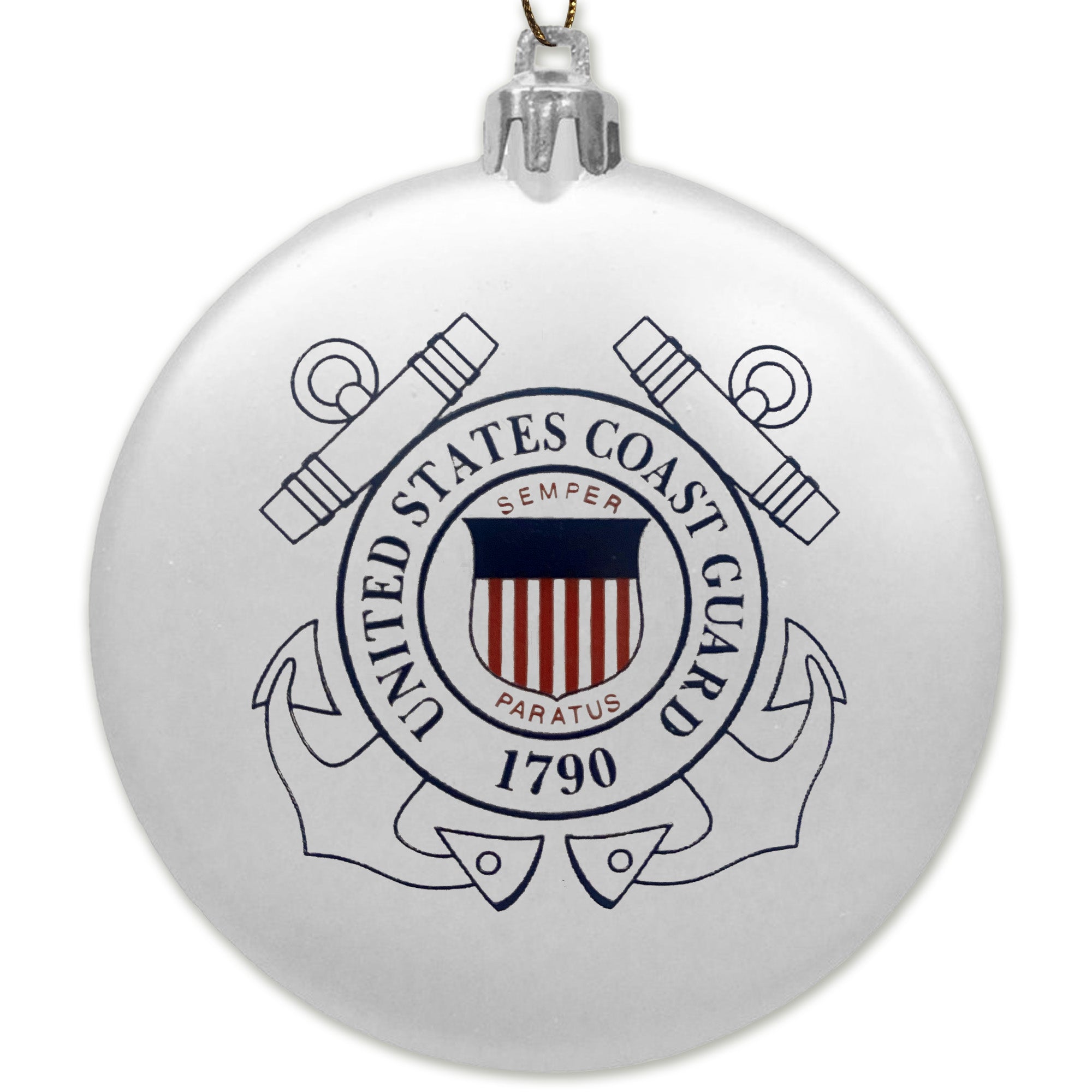 Coast Guard 2025 Seal 3" Satin Finish Flat Shatterproof Ornament (White)