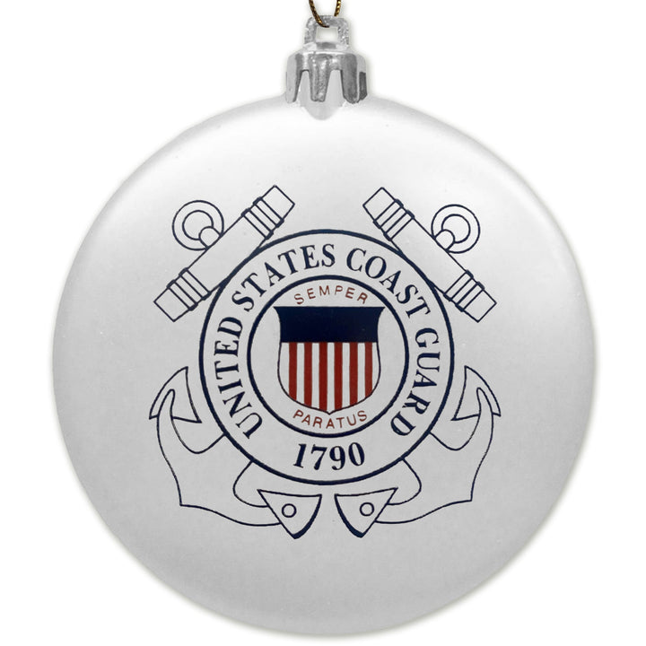 Coast Guard 2025 Seal 3" Satin Finish Flat Shatterproof Ornament (White)