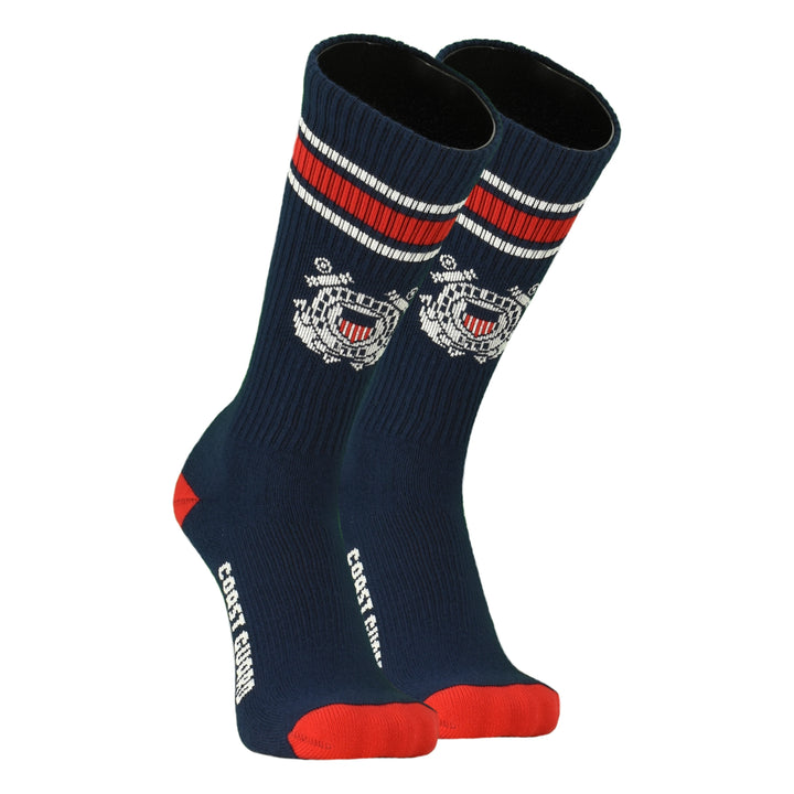 Coast Guard Stripe Seal Crew Socks (Navy)