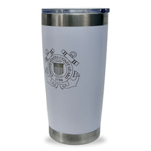 Load image into Gallery viewer, Coast Guard Seal Stainless Steel Laser Etched 20oz Tumbler (White)