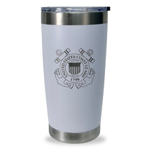 Load image into Gallery viewer, Coast Guard Seal Stainless Steel Laser Etched 20oz Tumbler (White)