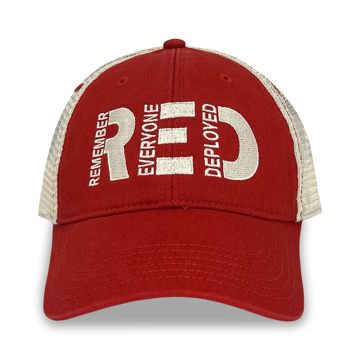 Remember Everyone Deployed Relaxed Twill Trucker Hat (Red)