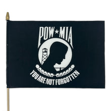 Load image into Gallery viewer, POW 12"x18" Stick Flag (Black)