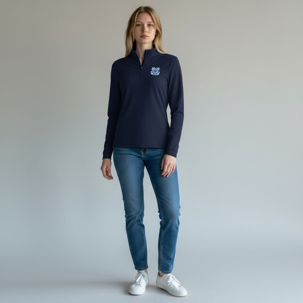 U.S. Coast Guard Women's Intent 1/4 Zip Pullover (Navy)*