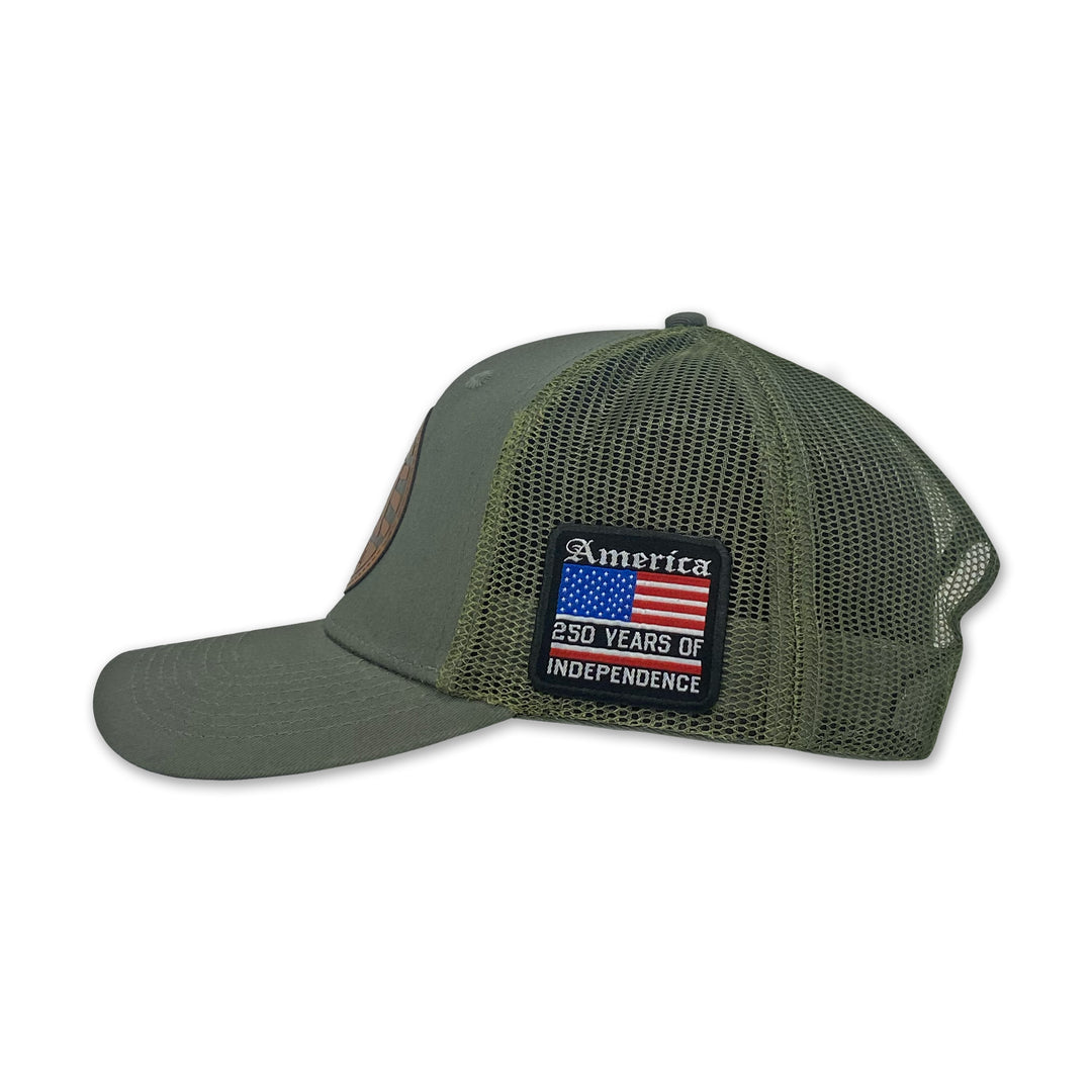 We The People Leather Mesh Back Flag Hat