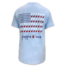 Load image into Gallery viewer, Puppie Love USA Flag T-Shirt (Light Blue)