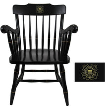 Load image into Gallery viewer, Coast Guard Seal Wooden Captain Chair (All Black)