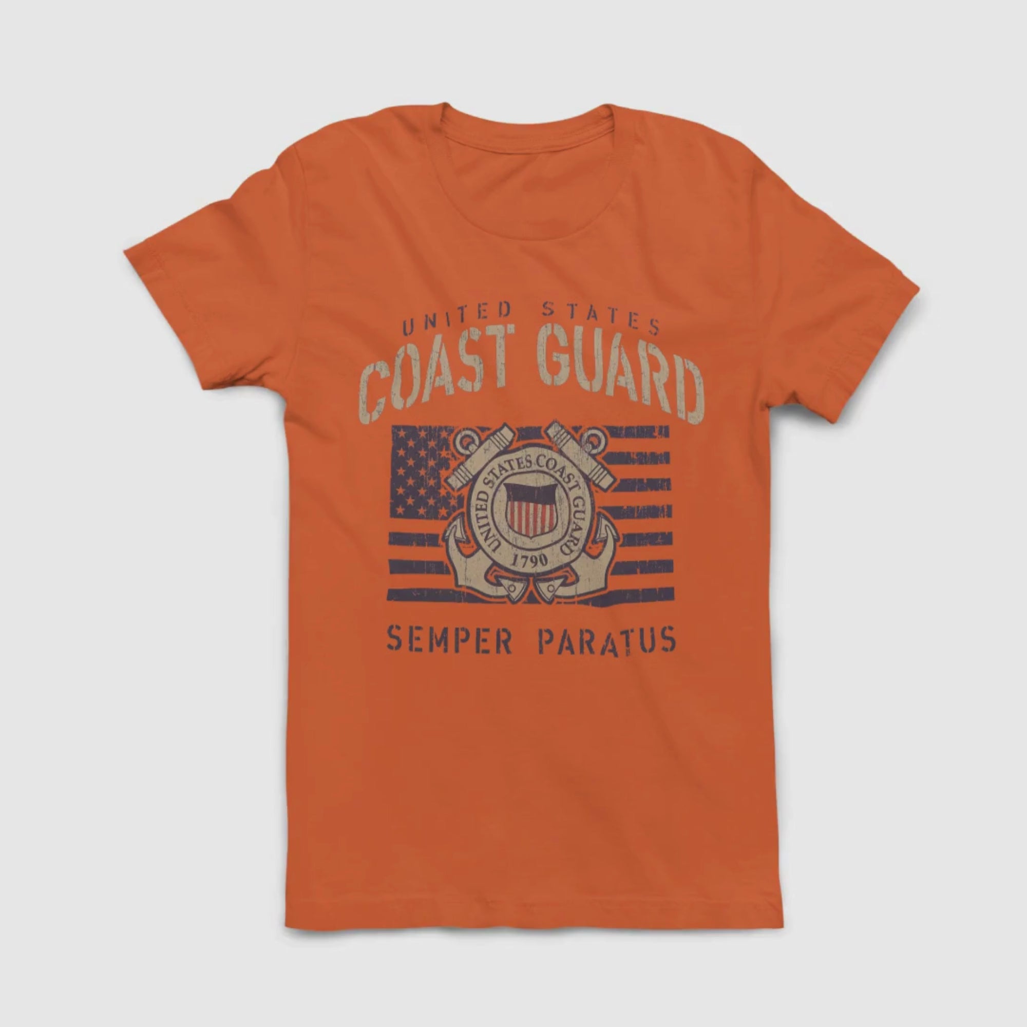 Coast Guard Vintage Stencil T-Shirt (Orange)